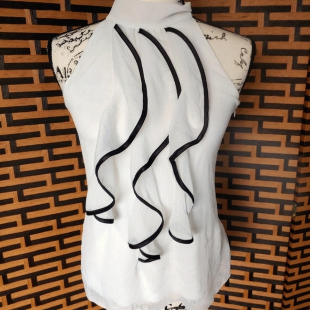 BCX Sleeveless Semi-Sheer  Bodycon Halter Blouse/Top Sz: S
